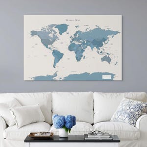Custom Printable Detailed World Map Blue Navy for Bedroom Home Office Decor Map Push Pin Wall Art Living Room Wall Art To Color Push Pins