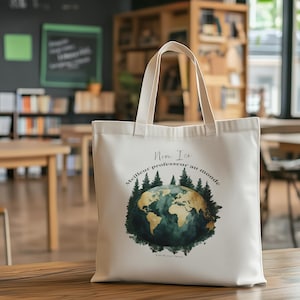 Cadeau professeur personnalisé Sac tote magasinage personnalisé Sac toile coton Cadeau appréciation carte monde voyage vert français