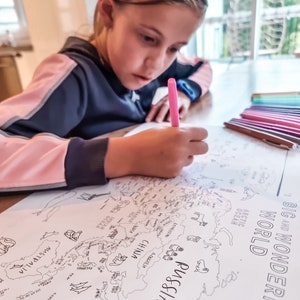Printable World Map for Kids to Color - Etsy