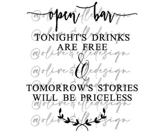 Open Bar Sign Svg Etsy