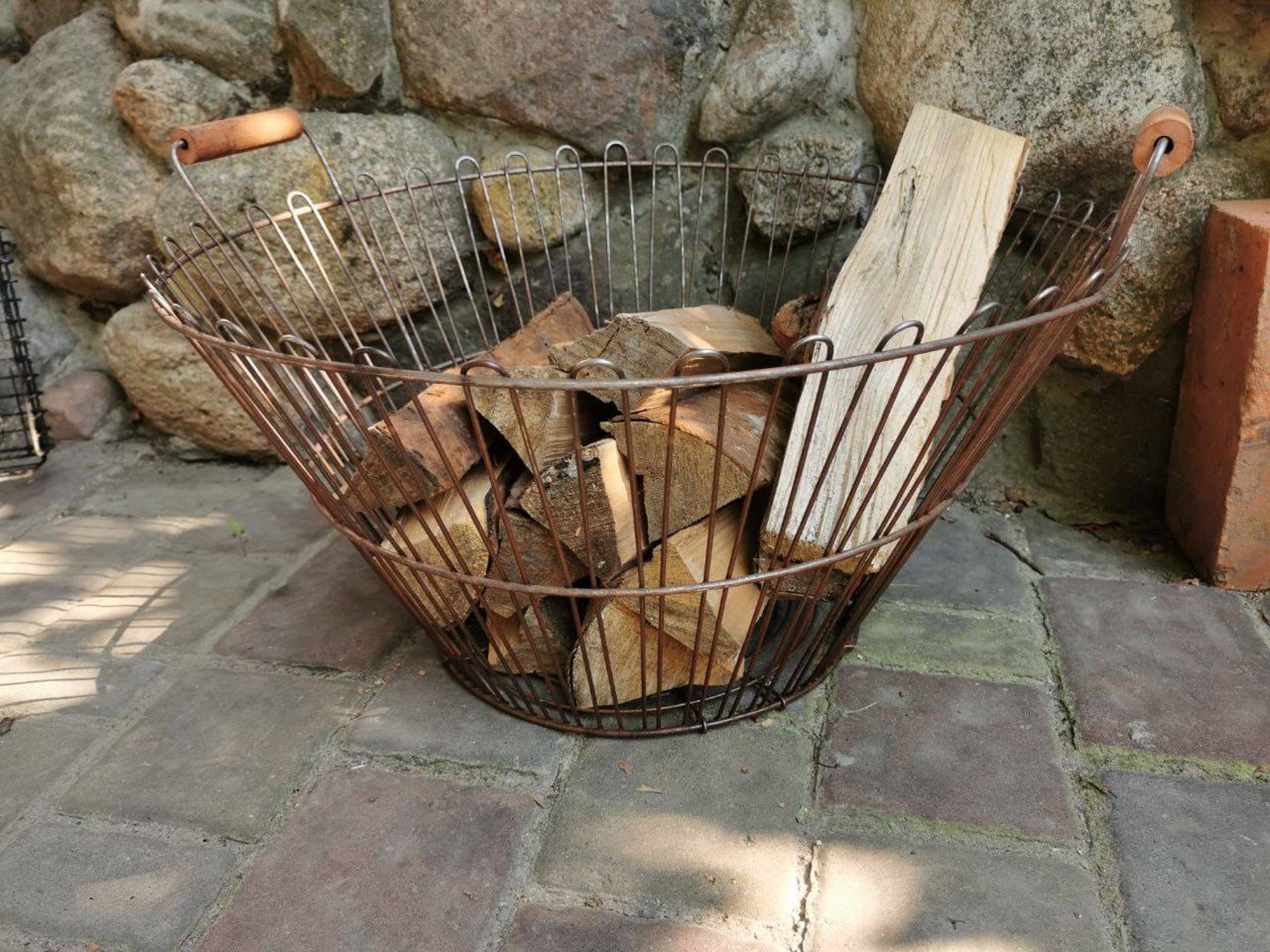Large Vintage French Basket Firewood Holder Vintage Log Etsy