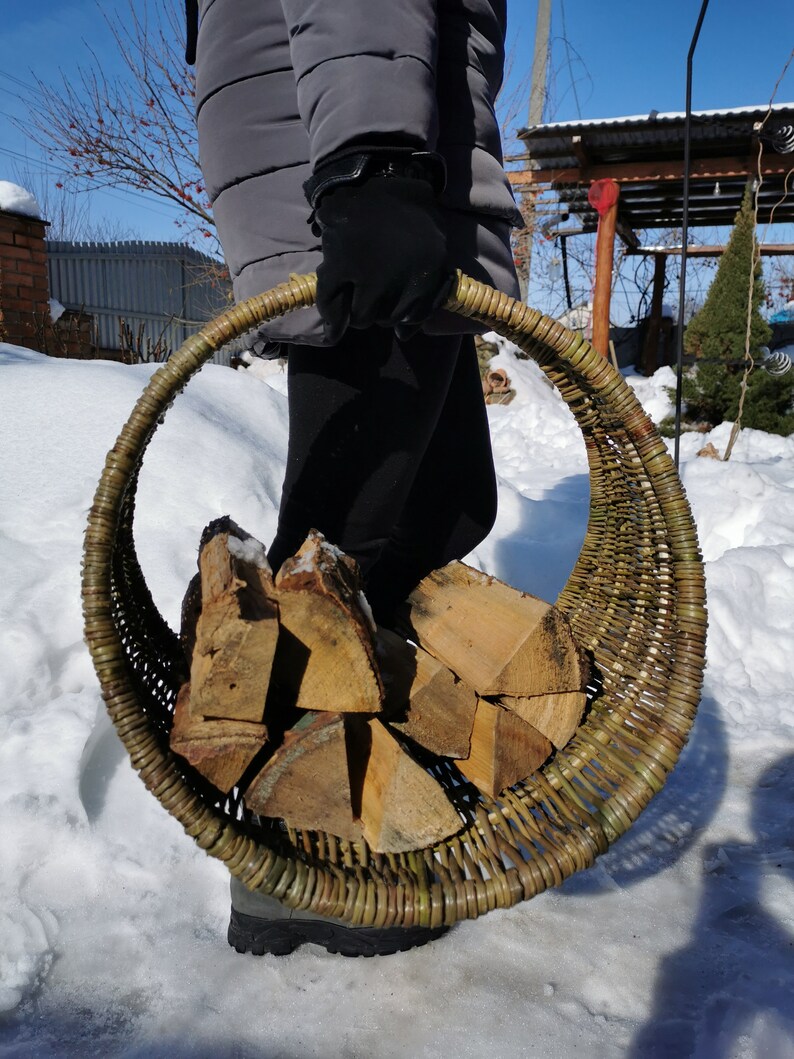 Wicker Firewood Holder Rattan Firewood Basket Firewood Etsy
