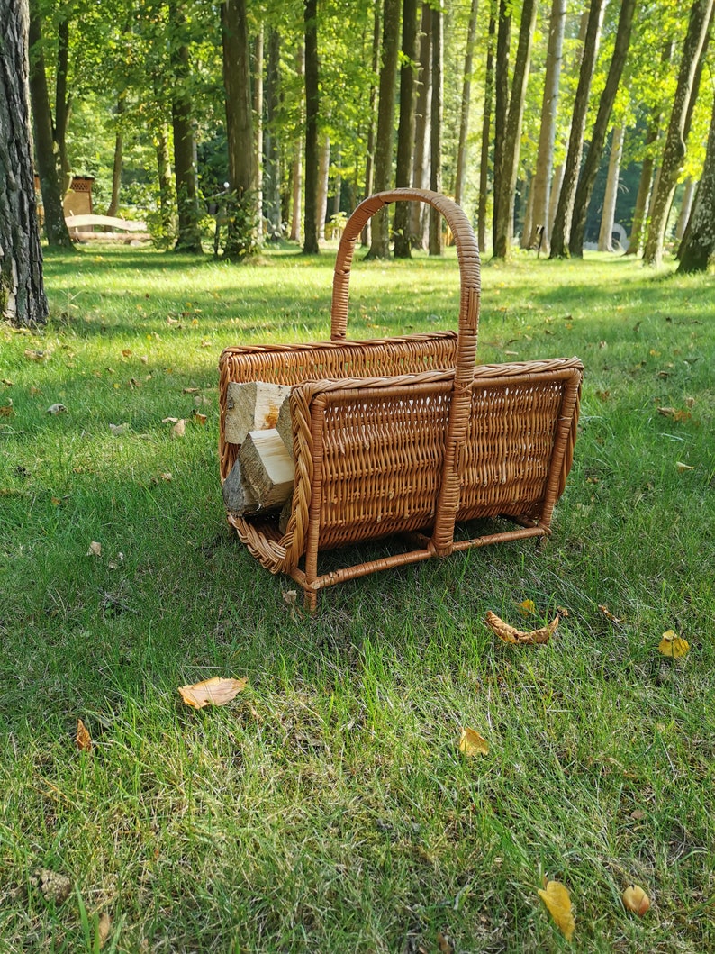 Large Wicker Firewood Holder Rattan Firewood Basket Firewood Etsy