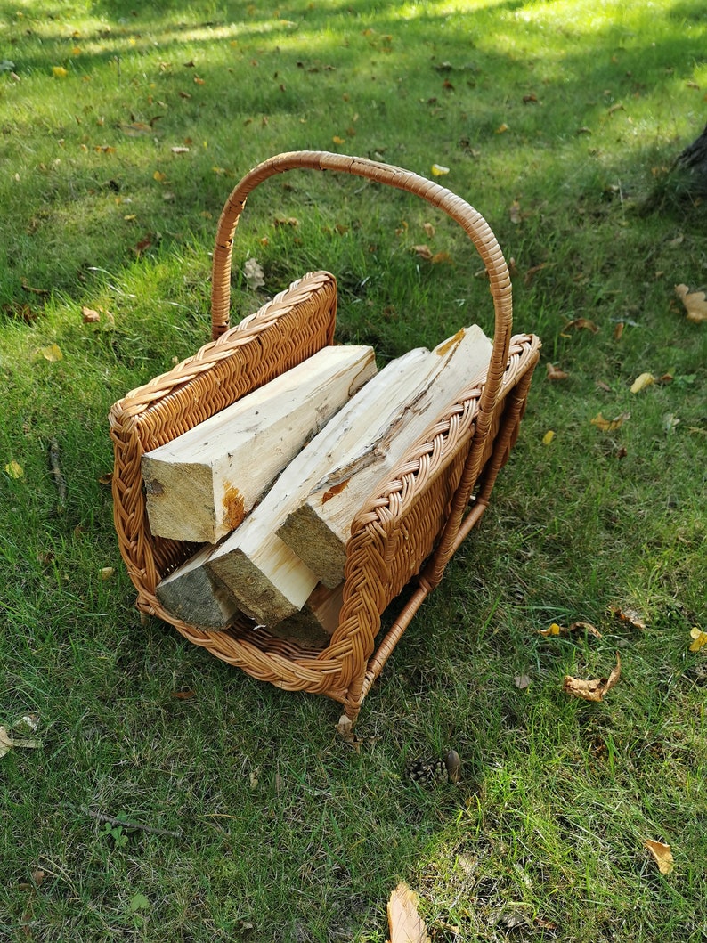 Large Wicker Firewood Holder Rattan Firewood Basket Firewood Etsy