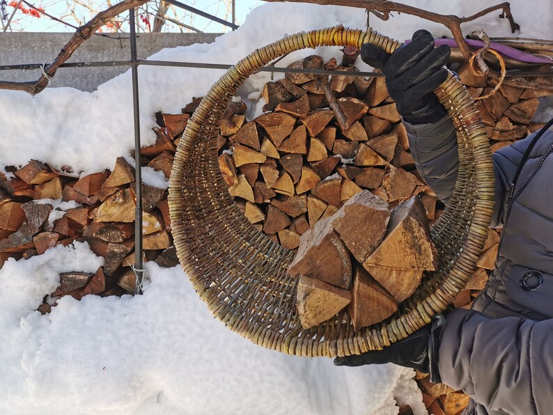 Wicker Firewood Holder Rattan Firewood Basket Firewood Etsy