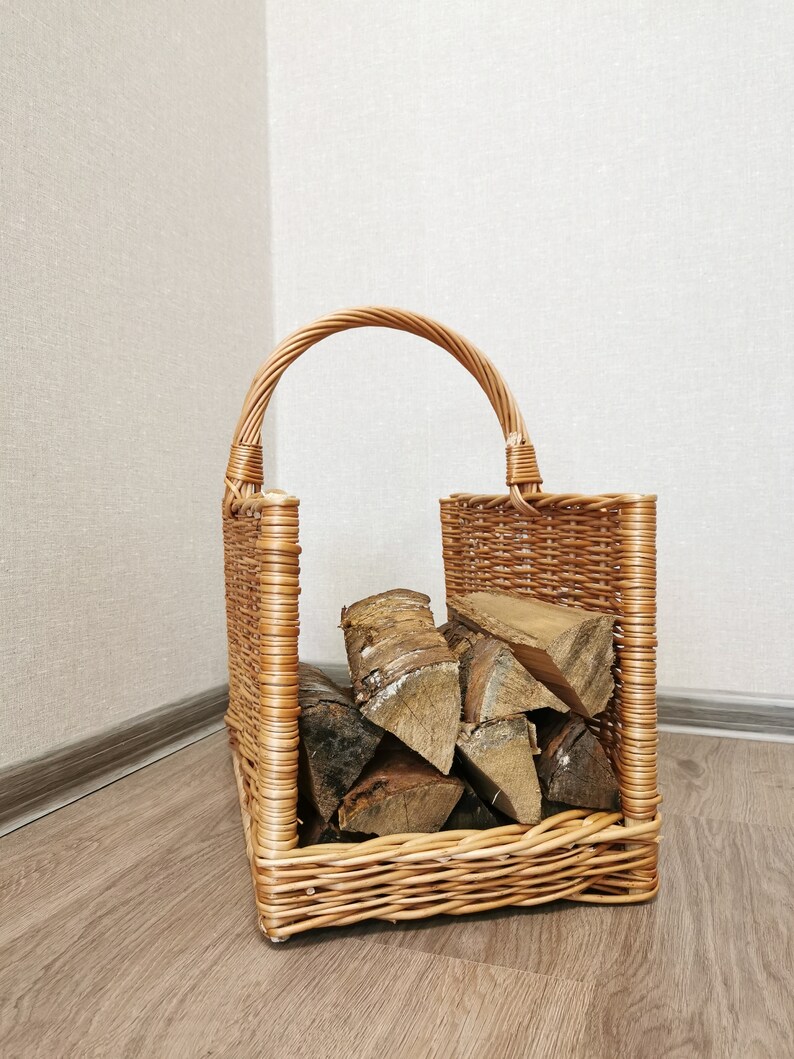 Large Wicker Firewood Holder Rattan Firewood Basket Firewood Etsy