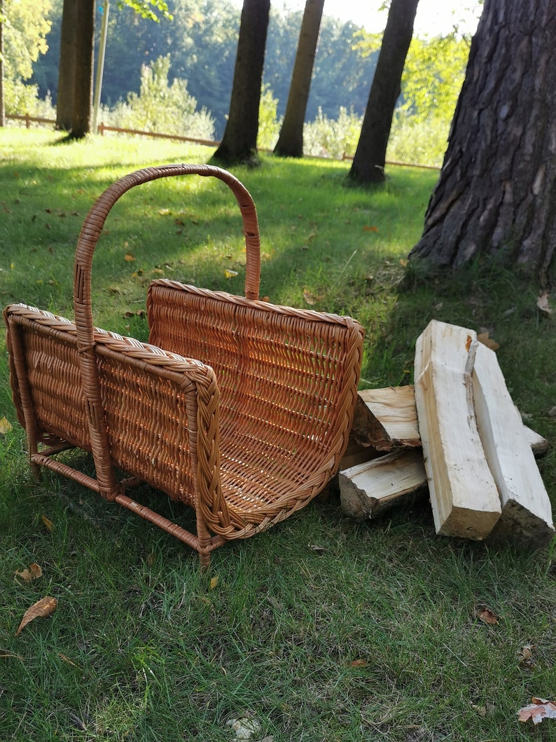 Large Wicker Firewood Holder Rattan Firewood Basket Firewood Etsy