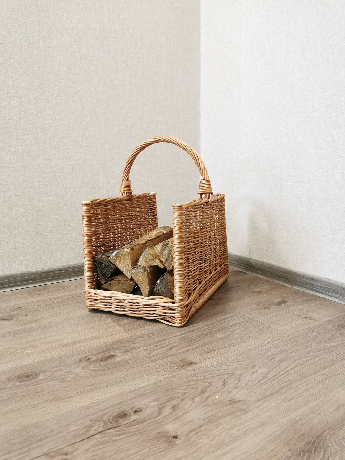 Large Wicker Firewood Holder Rattan Firewood Basket Firewood Etsy