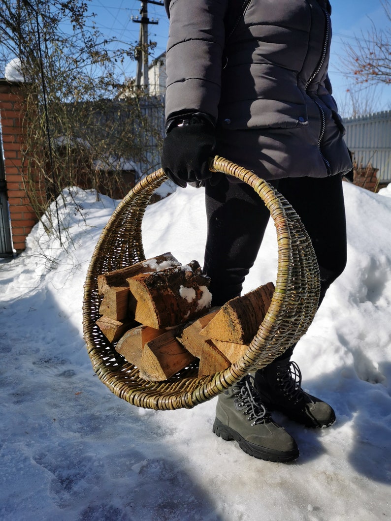 Wicker Firewood Holder Rattan Firewood Basket Firewood Etsy