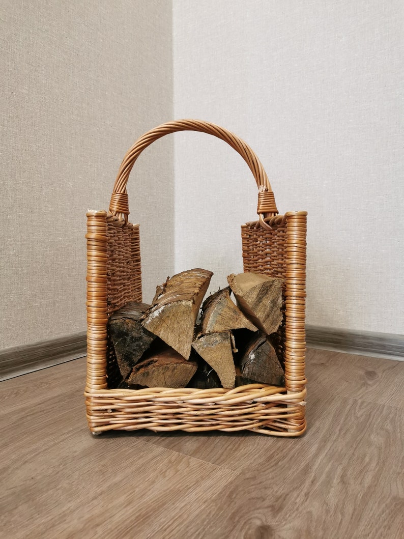 Large Wicker Firewood Holder Rattan Firewood Basket Firewood Etsy