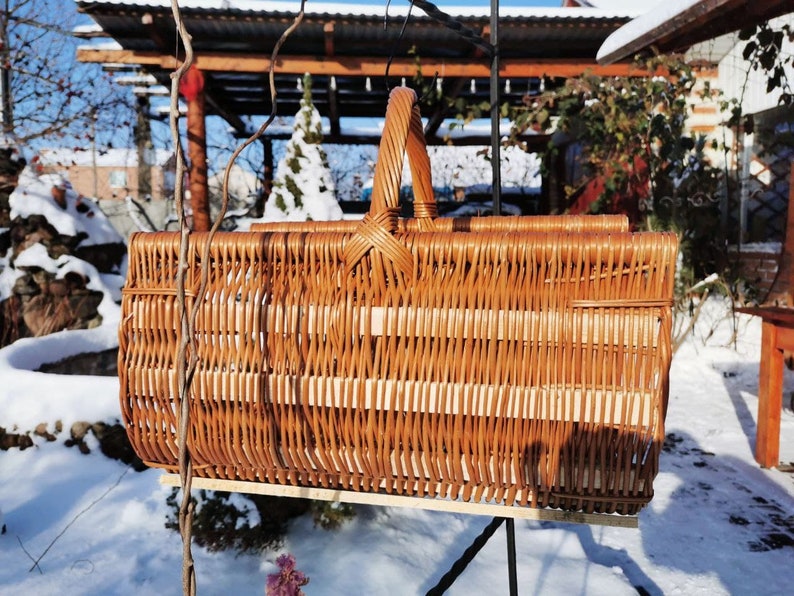 Large Wicker Firewood Holder Rattan Firewood Basket Firewood Etsy