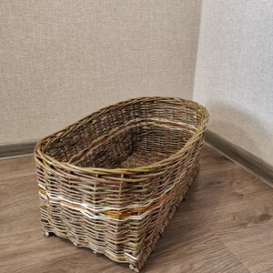 Cesta de lavandería de mimbre cesta de leña cesta ovalada | Etsy