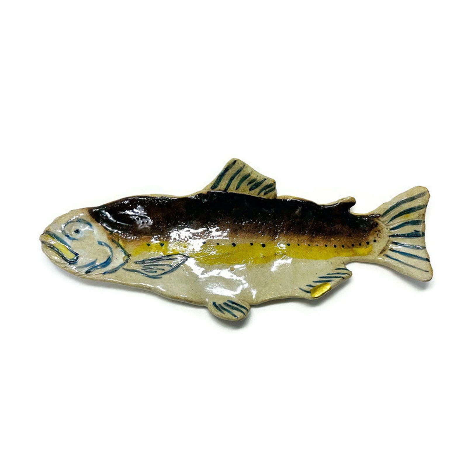 Kintsugi Fish Antique Japanese Kintsugi Fish Pottery Plate: Gold Repair Art - Etsy