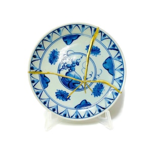 Personalisierter japanischer Kintsugi Teller - Einzigartiges Geschenk für Papa, Vintage Keramik, Stilvolles Wohndekor - AIKAJP