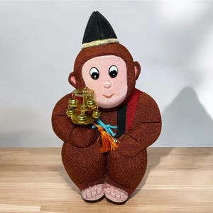 Saru lucky bell,monkey Ceramic Japanese uniform, Japanese Vintage Bell, Lucky Charm, Japanese Animal Zodiac,Valentine Gift,home decor