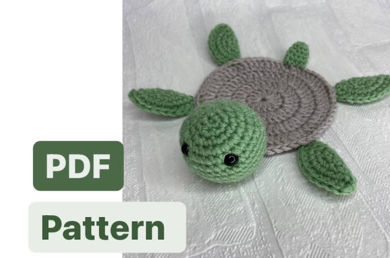 Crochet Turtle Coaster PDF PATTERN, Crochet Pattern PDF Download image 1