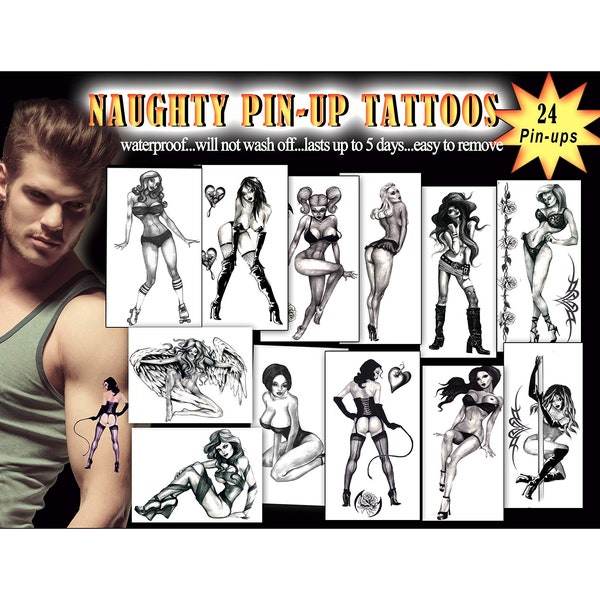 Vintage Vixen Pin-Up Temporary Tattoo