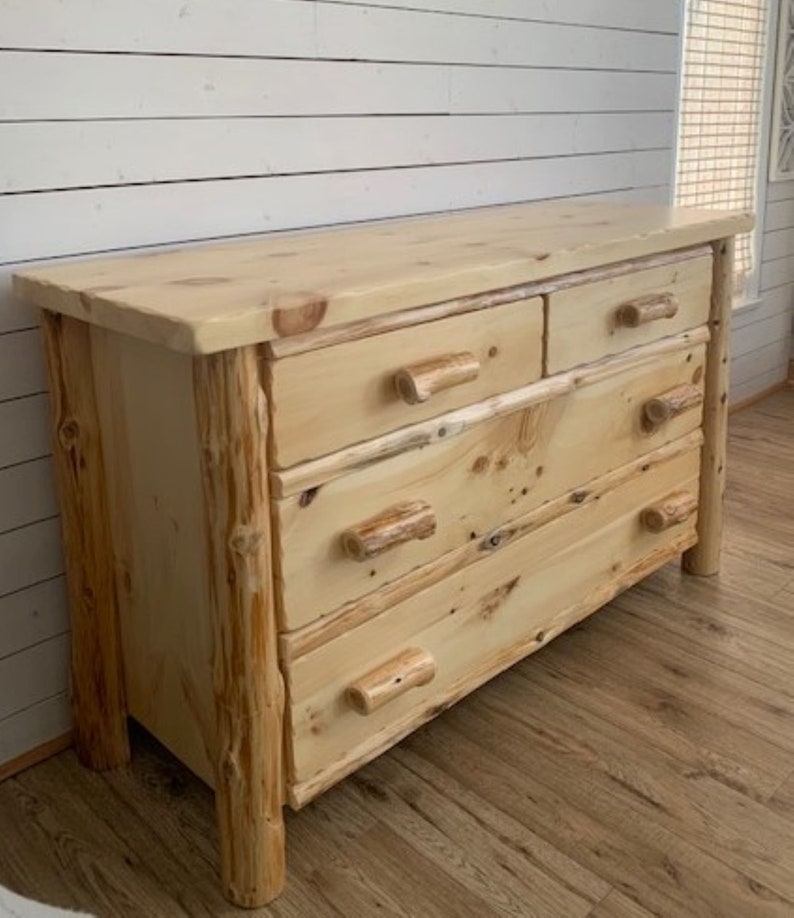 Rustic Pine Dresser Log Dresser Hand Made Log Furniture Etsy