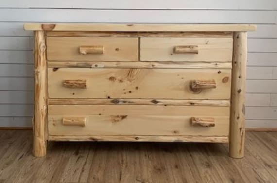 Rustic Pine Dresser Log Hand, Log Cabin Style Dresser