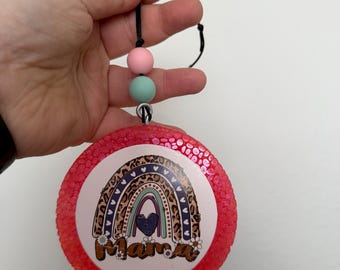 Vanilla Scented Car Freshie: Rainbow Leopard Design (Hanging Air Freshener)