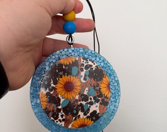 Ocean Breeze Scented Car Freshie: Sunflower Mosaic Design