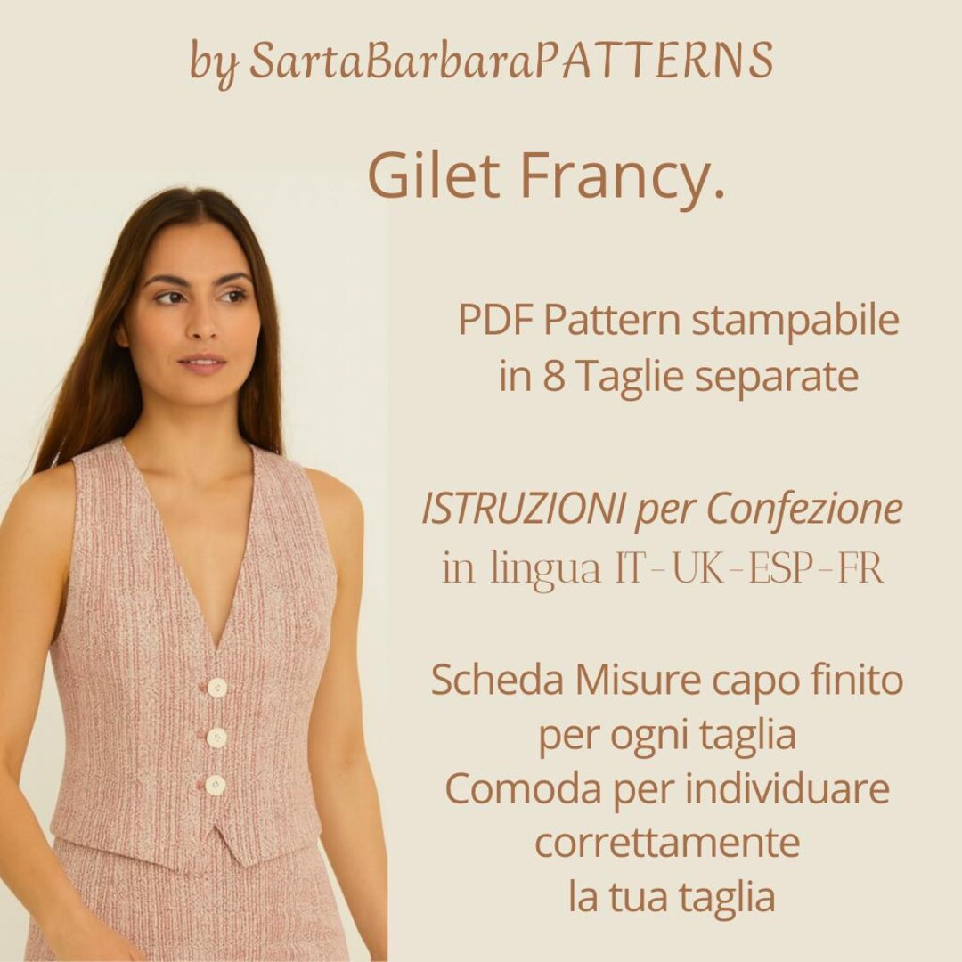 PDF Digital Pattern for Women's Fitted Vest - Sewing Pattern ...