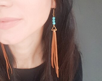 Suede Fringes Earrings Western Tassels Jewelry,Mothers Day,Gifts for Her,Moms,Black Leather Cutouts,Gifts Under 20,Graduation,Bachelorette