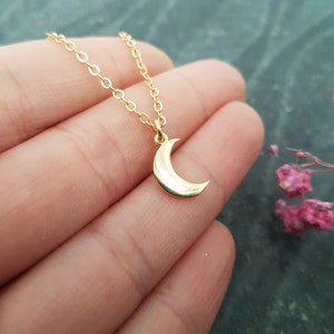 gold filled or 24 carat gold plated necklace with moon pendant, gift idea