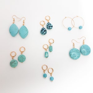 TURQUOISE EARRINGS | choose your favorites | 24 carat gold plated | semi-precious stone | Gift idea