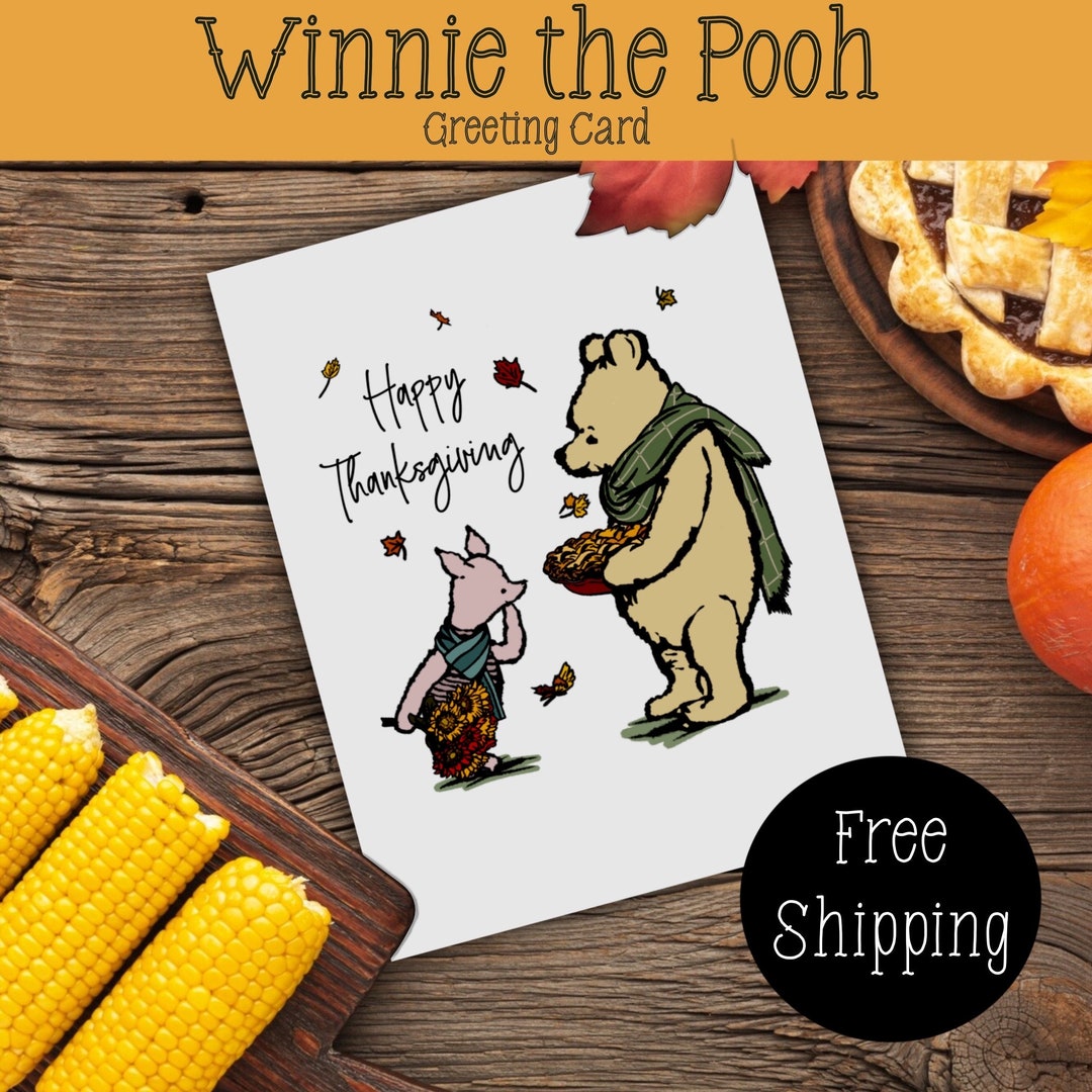 Classic Winnie the Pooh Thanksgiving Card, Vintage Thanksgiving ...
