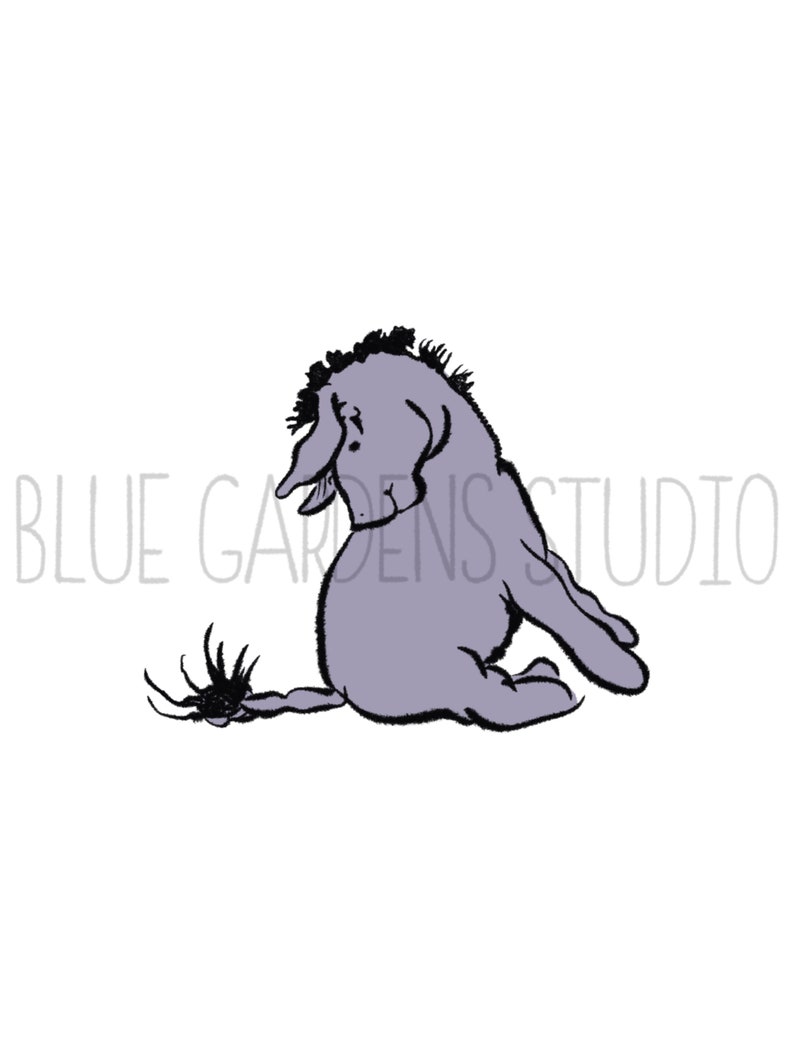 Printable Winnie the Pooh Print and PNG, AA Milne Illustration, Ink Drawing, Eeyore Wall Art ...