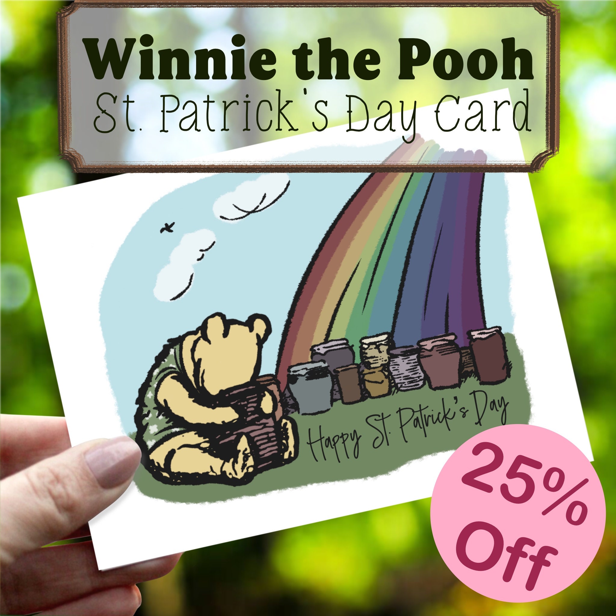 Classic Winnie the Pooh St. Patricks Day Card, St Patricks Day Card