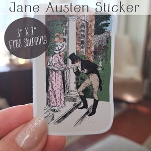 Jane Austen Sticker, Pride and Prejudice Sticker, Literary Sticker, Jane Austen Art, Jane Austen Gift, Vintage Sticker, 3” x 2”