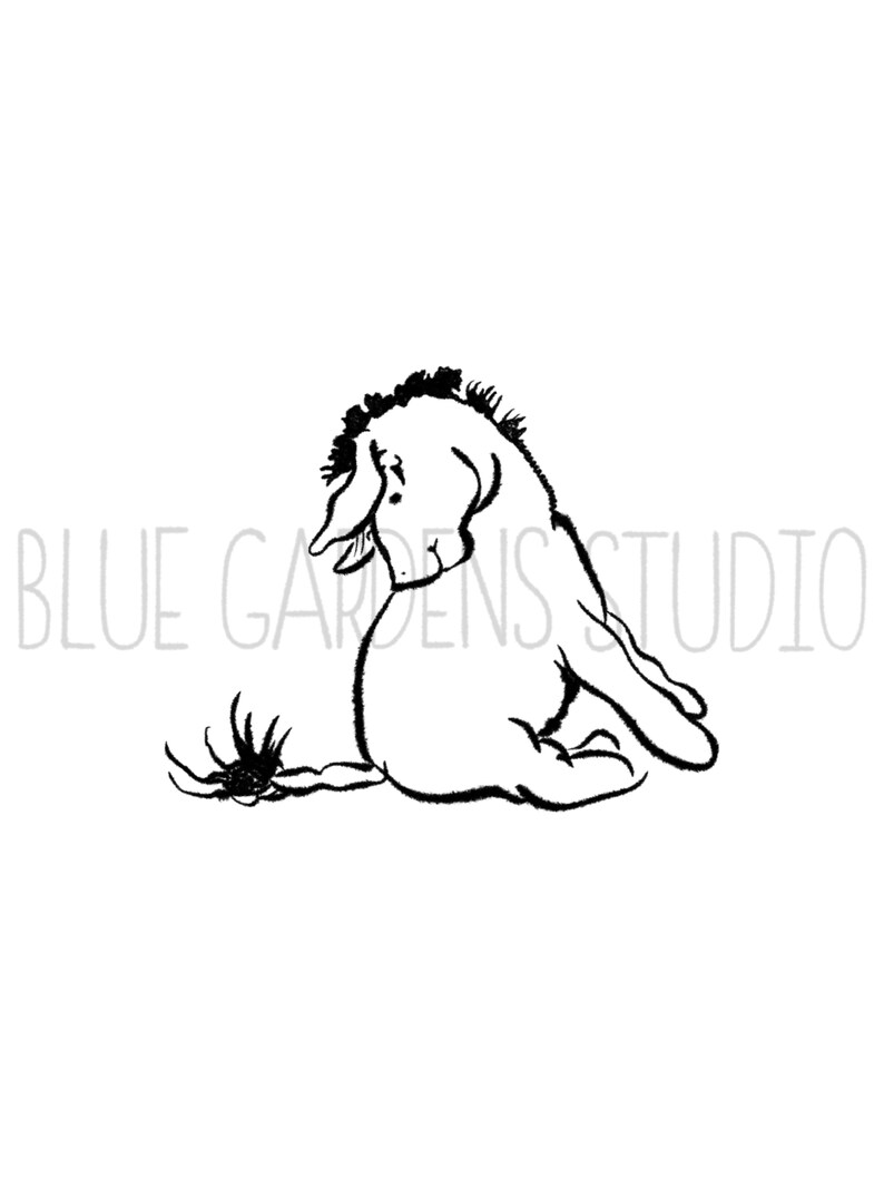 Printable Winnie the Pooh Print and PNG, AA Milne Illustration, Ink Drawing, Eeyore Wall Art ...