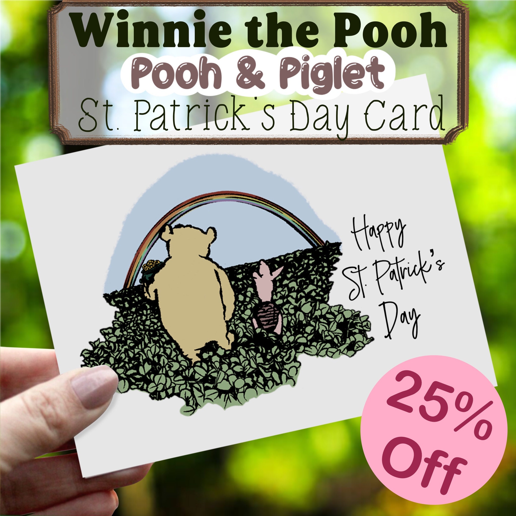 Classic Winnie the Pooh St. Patricks Day Card, St Patricks Day Card