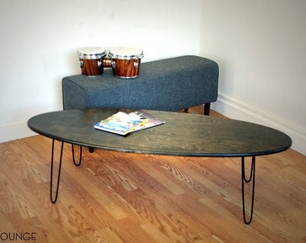 elliptical coffee table  surfboard style eames era design mid century modern furniture free shipping