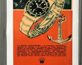 Rolex Submariner ad affiche haute brillance montre collector design en  édition limitée pour la décoration intérieure 6538 6608 5513 - Etsy France