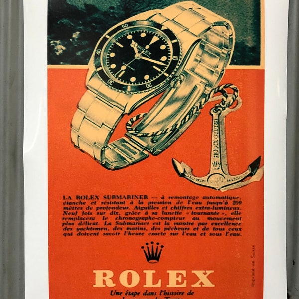 Rolex Submariner ad cartel de alto brillo reloj coleccionista diseño de edición limitada para la decoración del hogar 6536 6538 6608 5513 5508 6610