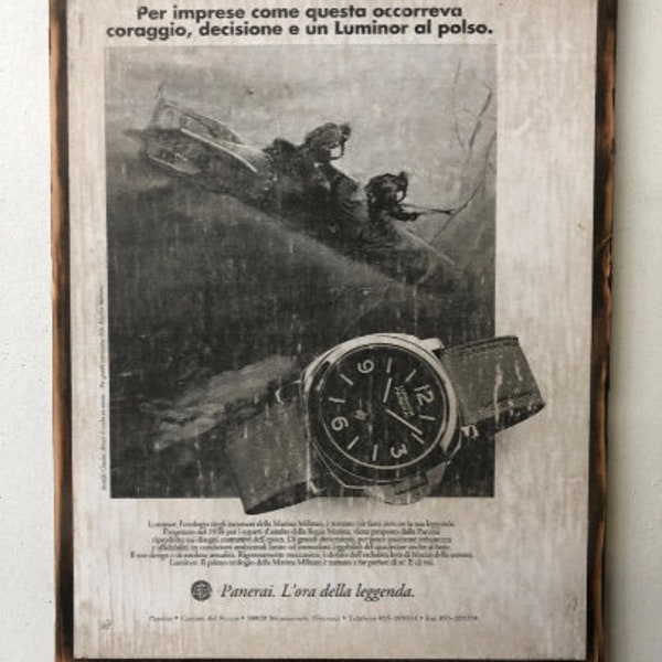 Vintage Panerai PAM dive watch Ad Wall art distressed decor home style trends watch collector watch collector