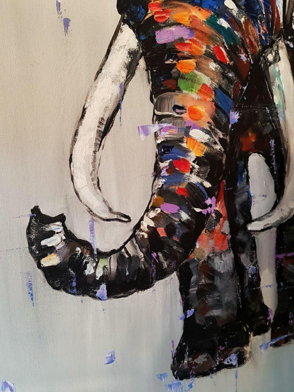 Elephant. Acrylic painting on canvas wall decor gift idea. | Etsy