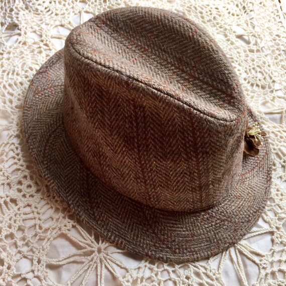 Vintage tweed fedora hat