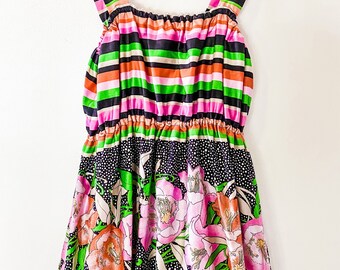 Eighties maxi sun dress in black purple orange | Vintage 80s maxi dress | Vintage cotton maxi dress | Floral maxi sun dress for women