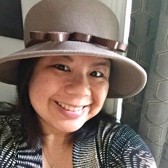 Brown felt mushroom hat
