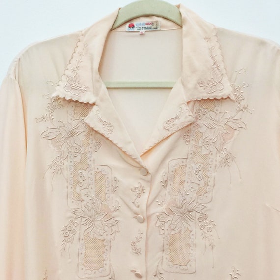 Vintage embroidered silk pyjama top