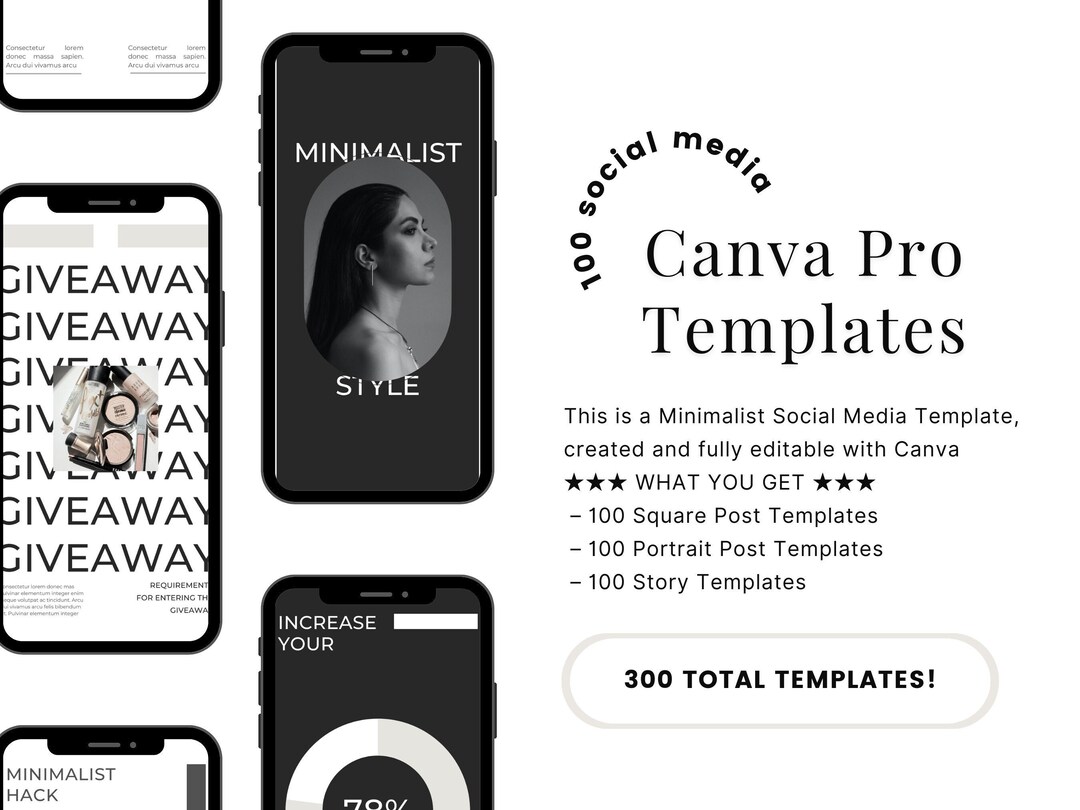 100 Instagram Canva Templates for Business | 100 Square, Portrait, and ...