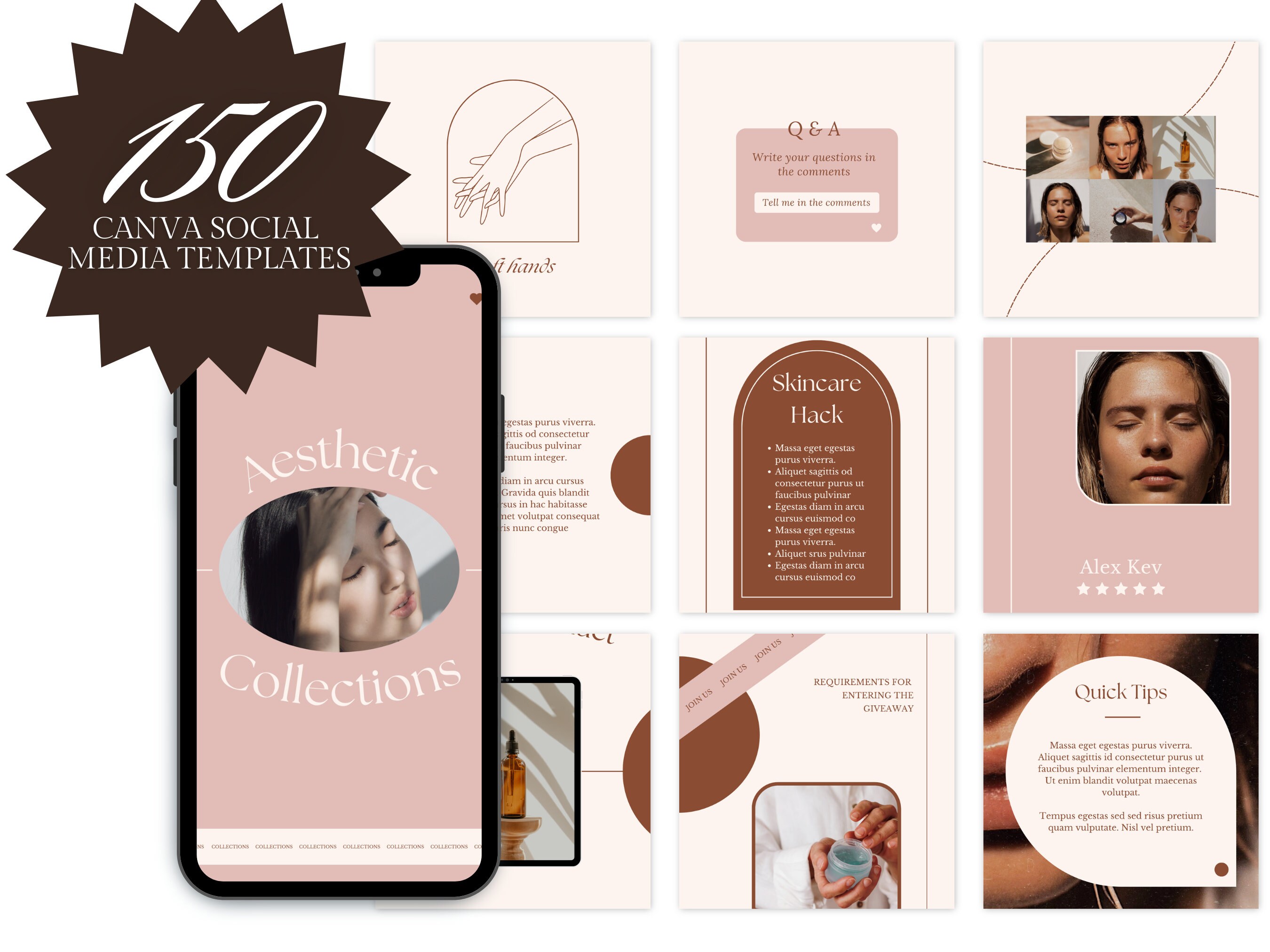 150 Beauty Social Media Canva Templates | Instagram Square, Portrait ...