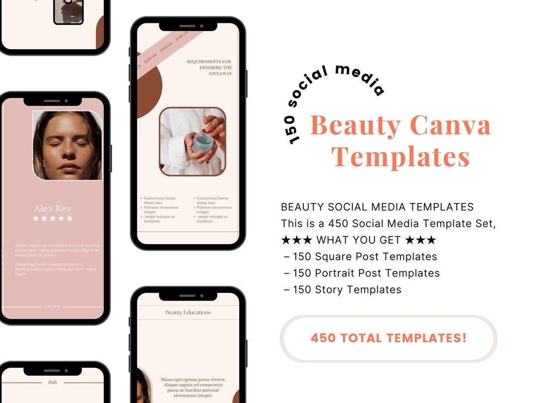 150 Beauty Social Media Canva Templates | Instagram Square, Portrait ...