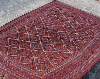 Discounted Price Mushwani rug Handmade Rug Afghan Rug 7x5 Baloch Rug Barjasta rug Turkmen Rug 6.3 x 4.10 Ft Oriental Rug Kilim rug