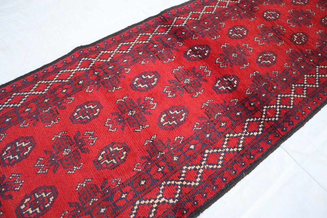 Antique Caucasian Design Runner Rug 2'6 X 9'7 Ft, Collector Piece Red ...
