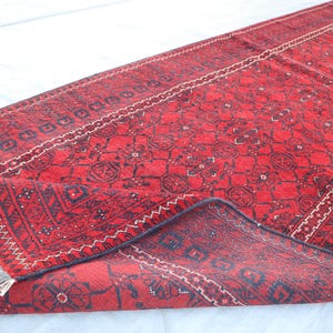 1990s Vintage Runner Rug 2&#39;9x9&#39;5 ft Afghan Vintage Runner Rug - 100% Wool Turkmen Bashiri Rug  - 10 ft Runner Rug - Hallway Stair Runner Rug